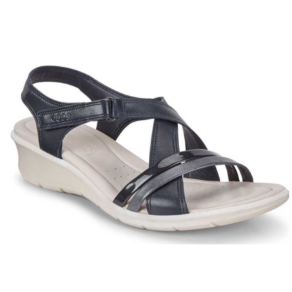 ECCO Leather Sandals Women 10 Black Comfort Walking Adjustable Support NEW